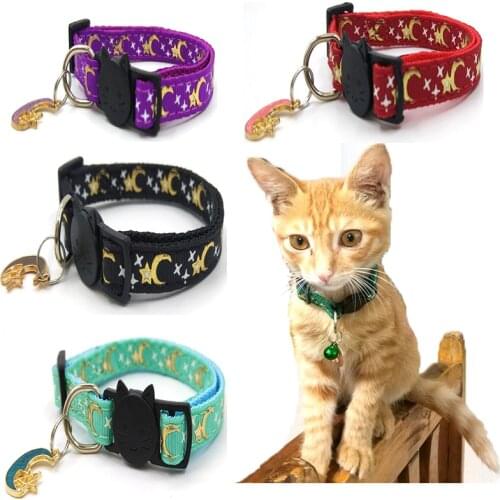 Moon Star Pendant Cat Collars Adjustable Puppy Kitten Necklace Fruits Pattern Cats Rabbit Collars Cat Accessories
