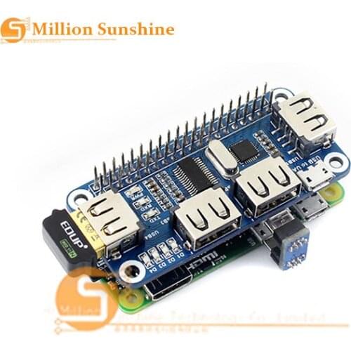Raspberry Pi 3 / 2 / Zero W Extension Board USB to UART for Serial Debugging compatible with USB2.0/1.1 for 4 Ports USB HUB HAT