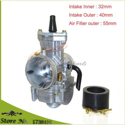 PWK 32MM Flat Side Carburetor Carb For Scooter UTV ATV Quad Go Kart Dirt Bike