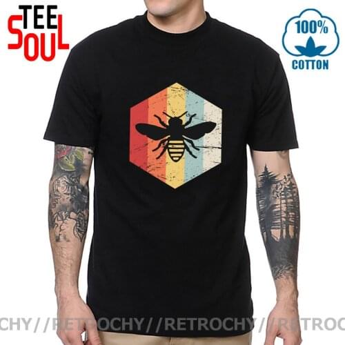 Retro Vintage Bee Keeper Icon HD Logo Digital Print Men Short Sleeve T shirt Save the bees 100% Cotton T-shirt men Crewneck Tees