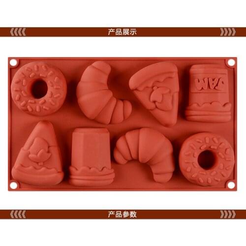 8 hole Donut dessert ice cream croissant silicone cake mold chocolate mould baking kitchen tool