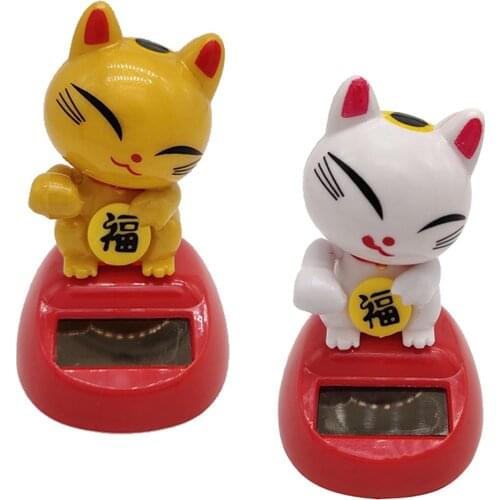 Solar Powered Lucky Cat Dancing Ornament Flip Flap Toy Home Decor
