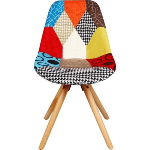 1PC Fabric Linen Tulip Chairs Kitchen Dining Chairs Counter Lounge Leisure Living Room Corner Chairs with Backrest Soft Cushion