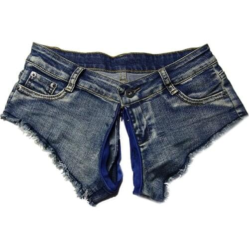 Outdoor Sex Pants for Women Short Couple Party Gear Double Zipper Shorts Nightclub Costume Open Crotch Sexy Shorts Jeans