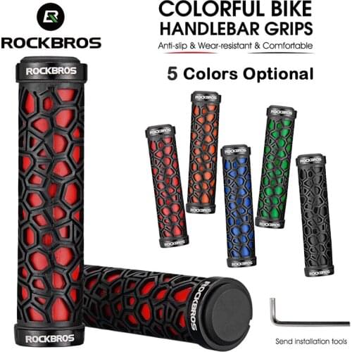 ROCKBROS Bike Grips Bicycle Handlebar Rubber Lock-on Ultraight MTB Grips Anti-skid Shock-Absorbing Cycling Handlebar Bike Parts