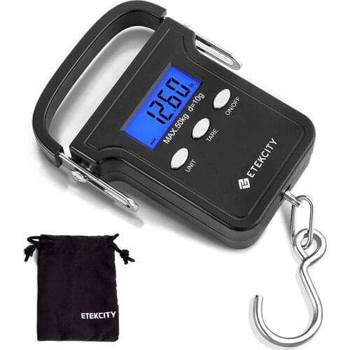 50kg/110lb Digital Fish Scale Electronic Scale Portable Express Luggage Weight Hanging Scale with Battery And 1m Measuring Tape