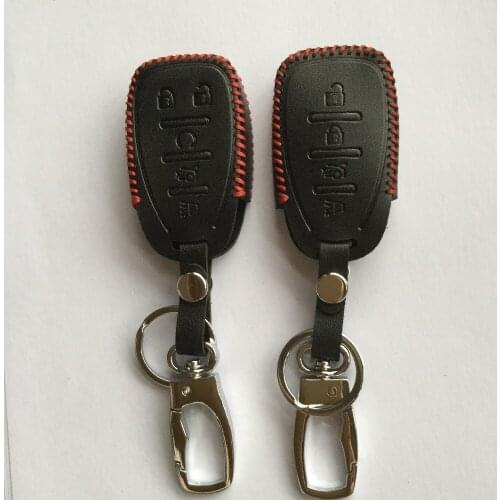 Car Key Protective Bag Holder Genuine Leather For Chevrolet 4 5 Button Smart Remote Cover Cruze Camaro Malibu Volt FOB Keyless