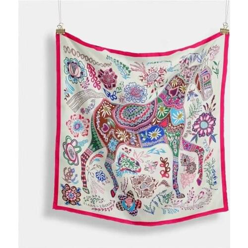 Newest 53*53cm Square Scarves Girls Women 2021 Design Cool Horse Twill Bandana Headband Fashion Hijab Neckerchief For Ladies