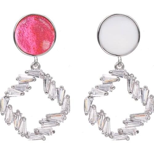 Bettyue Fashion Cubic Zircon Geometry Shape Earring With Disc For Women Decoration Two Color Choice Modern Ornament In Party