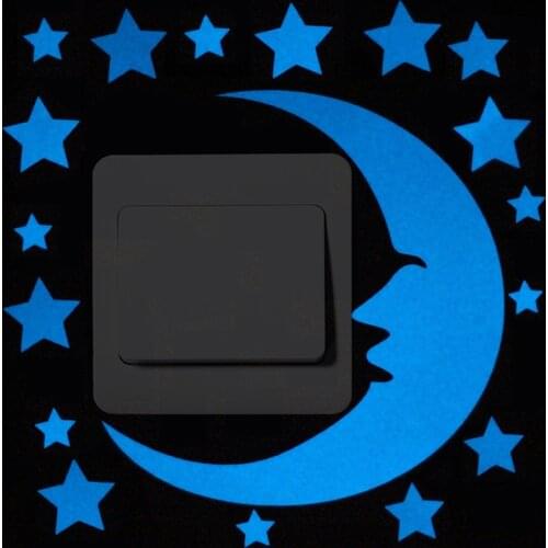 1PC Cartoon Cat Moon Luminous Switch Sticker Glow in the Dark Wall Stickers Home Decor Kids Room Sticker Decoration Accessories