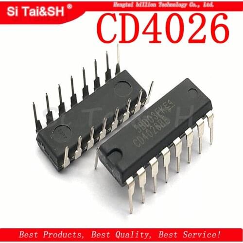 10pcs/lot CD4026 CD4026BE 4026 IC CMOS Counters Decade/Divider DIP-16
