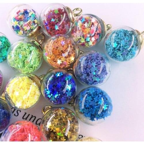 10pcs/pack 17mm Christmas Crystal Glass Ball Charms Jewelry Earrings Necklace Decor DIY Craft New Year Christmas Tree Decoration