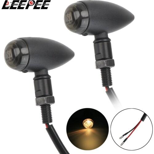 2Pcs/set Blinker Lamp Tail Light DC 12V Amber Motorcycle Bullet Turn Signals Indicators Lights For Cruiser Chopper Cafe Racer