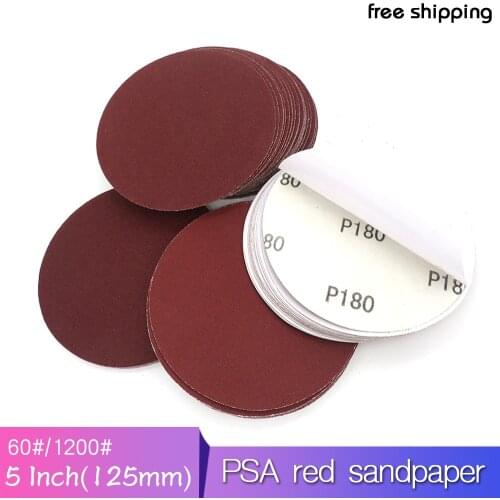 20PCS Red PSA Sanding Sheets 5 Inch 125MM Dry Grinding Sandpaper 60 to 1200 Grits for Sanding Polishing