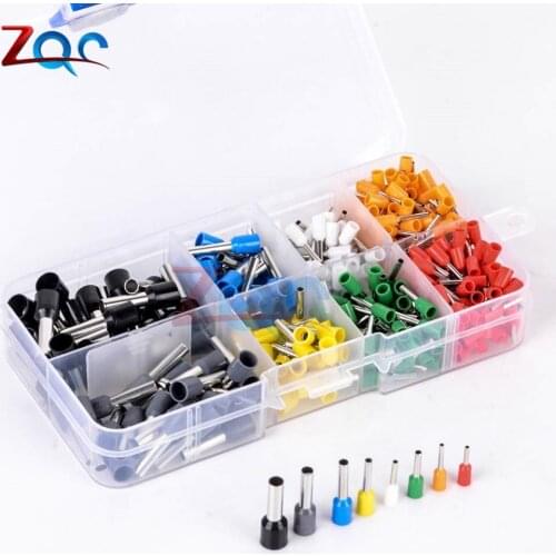 400pcs/set AWG 22-10 Insulated Cord Pin End Terminal Kit Set Wire Copper Tubular Crimp Connector E0508 E7508 E1008 E1508 E2508