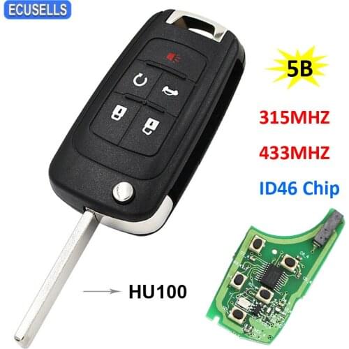 5 Button Remote Car Key 315Mhz 433Mhz ID46 Chip HU100 Uncut Blade for Opel Vauxhall Astra J Zafira C Mokka Adam Karl Insignia
