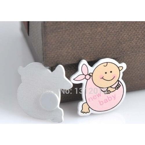 50pcs Cute Pink Baby Pattern Decorative Wood buttons For Sewing Scrapbooking Crafts 42x32mm XD0318-72