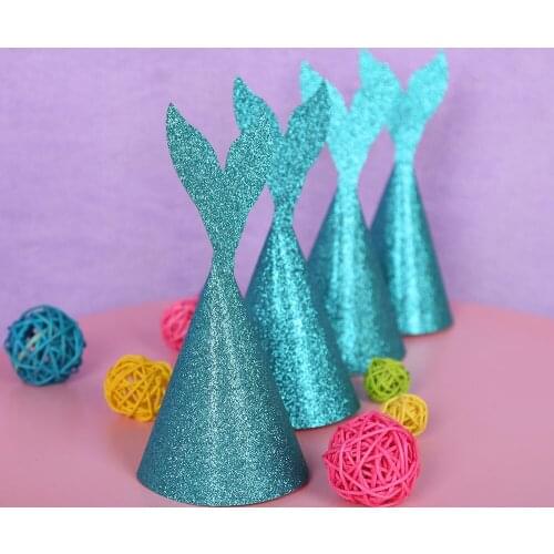 6pcs/set Mermaid Wedding Theme Party Hats Kids Adult Happy Birthday Party Hats Baby Shower Decorations Party Supplies MZ018