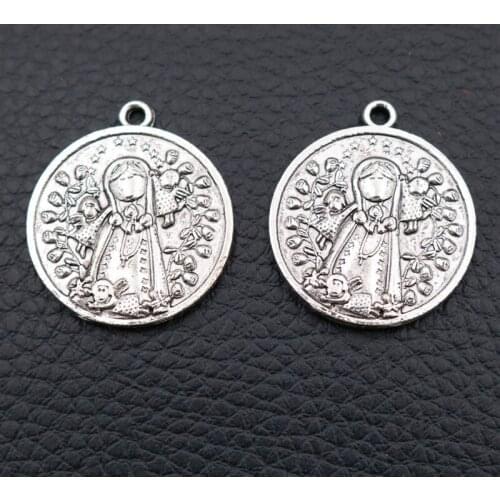 6pcs Silver Plated Cute Little Princess Double-sided Tag Charm Ladies Necklace Bracelet DIY Metal Jewelry Handmade Pendant