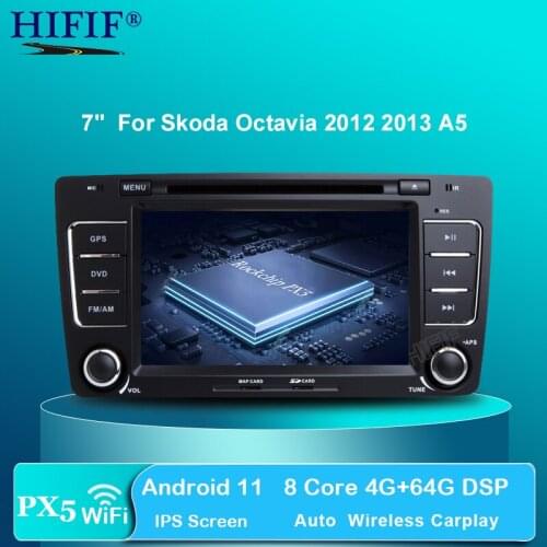 7" HD IPS Android 10 4G+64G 2din HD screen car dvd player gps for Skoda Octavia A5 Yeti Fabia 2008-2013 wifi 4G RDS