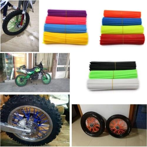 72Pcs Universal Motorcycle Dirt Bike Wheel Rim Cover Spoke Skins Wrap Tubes Decor Protector
