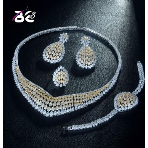 Be 8 High Quality 2 Tones CZ Wedding Jewellery Set Geometric Design Bridal Sets for Women Gift Trendy Set Bijoux Femme S306