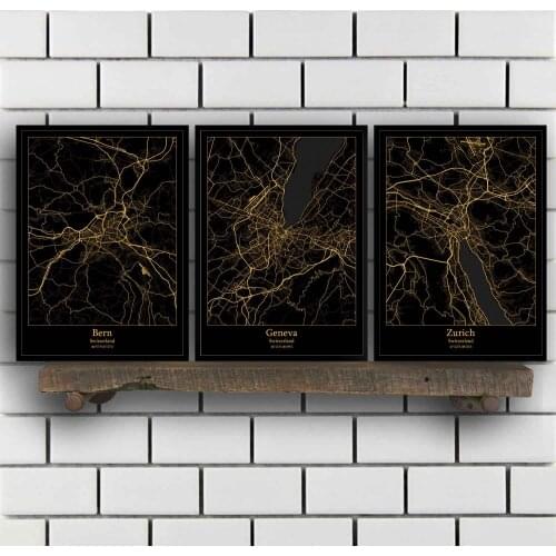 Bern Geneva Zurich Switzerland Map Poster