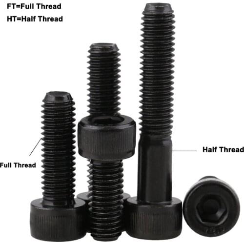 DIN912 M14 M16 Black Grade 12.9 Hex Socket Head Cap Screws Bolts Metric Full Thread & Half Thread Length 25-200mm Carbon Steel