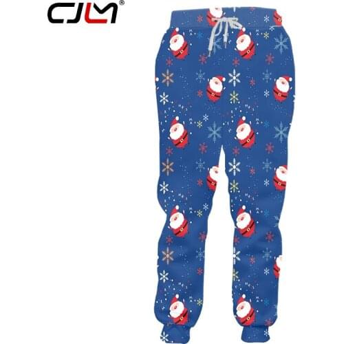 CJLM Mens Personality Large Size Christmas Sweatpants 3D Printed Santa Claus Man Sports Pants 6XL