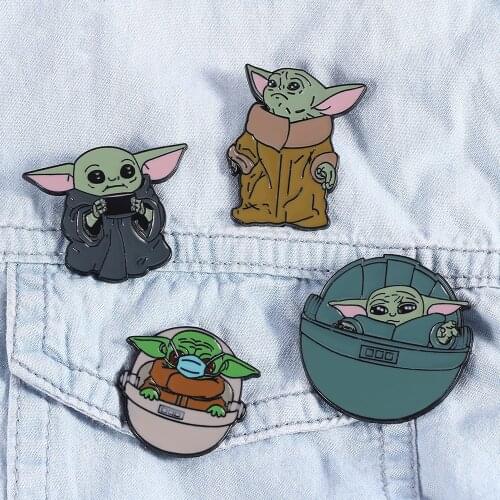 Star Wars Baby Yoda Enamel Pin Custom Brooch Strong Cute Soup Cup Adopt Box Badge for Bag Lapel Buckle Animal Jewelry Gift Fans