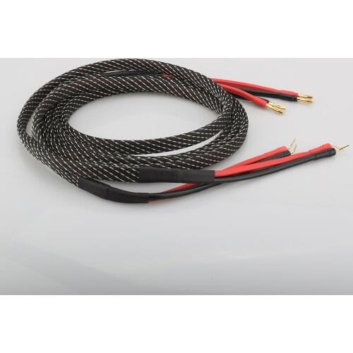 High Quality Pair Pure copper loudspeaker cable HIFI Banana plug to pin plug speaker cable Center Audio Speaker cable