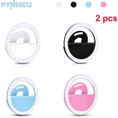 PYNSSEU 2PCS USB Charge Selfie Ring Light Flash Led Lamp Photography LED Portable Light Enhancing for iPhone Computer