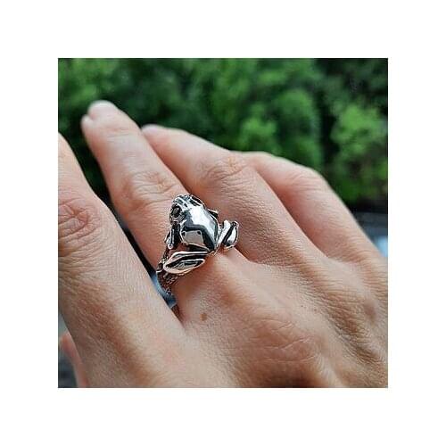 Womens Fashion 925 Silver Color Ring Elegant and Unique Frog Shape Jewelry Wedding Engagement Party Ring Size 5-11