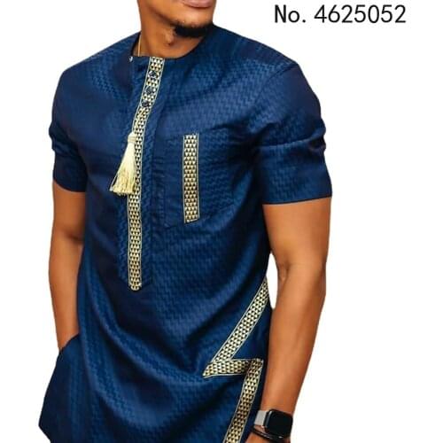 Summer Fashion Style 2021 New African Men Short Sleeve Dashiki T-shirt African Clothes Men