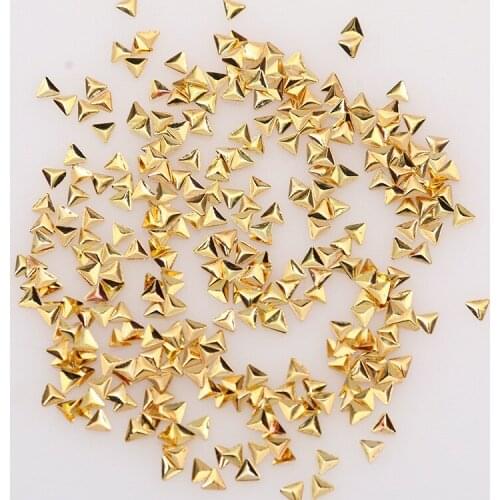 2017 NEW 100 Pcs NAIL ART Metal Studs Decoration DIY 3D GOLD triangle Metal Nail Studs,#HJLKLK114
