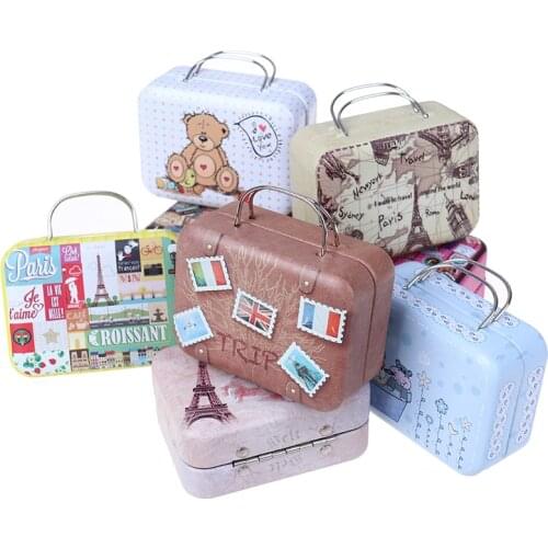 1pcs Dollhouse Mini Metal Suitcase Fashion Miniature Toys Trunk Decor Lovely Small Clutch Jewellery Box Doll Handbag