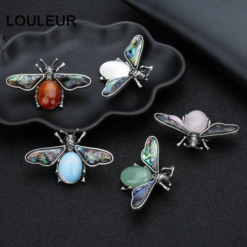 Fashion Bee Natural Stone Pearl Abalone Shell Pendant Dual Use Charm Pendant Jewelry Findings Making For Women Wholesale