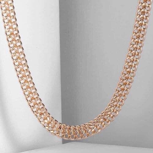 7.5mm Mens Womens Necklace 585 Rose Gold Filled Double Curb Cuban Weaving Bismark Necklace Jewelry 20inch 24inch CN11
