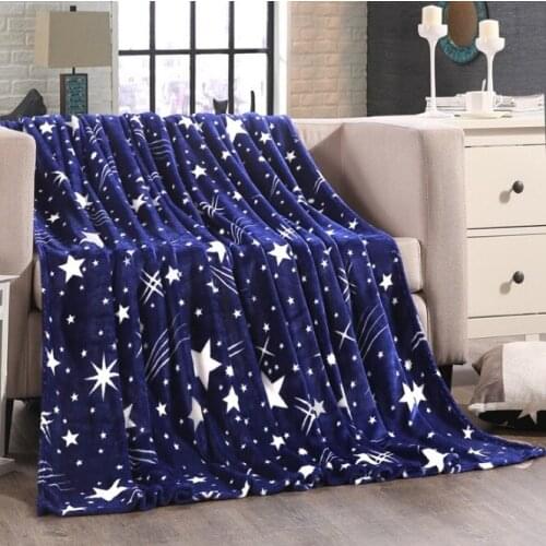 Bright stars bedspread blanket 200x230cm High Density Super Soft Flannel Blanket to on for the sofa/Bed/Car Portable Plaids