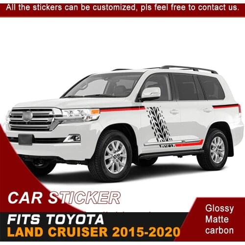 Car Sticker Side Body Racing Stripe Graphic Vinyl Car Decal Custom SUV Fit For Toyota Land Cruiser 2015 2016 2017 2018 2019 2020