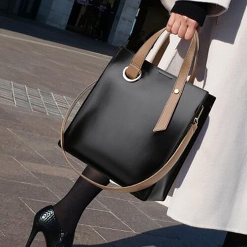 NEW tote bag big bucket bags for women 2020 leather shoulder bag women handbags high quality Metal handle ladies bag