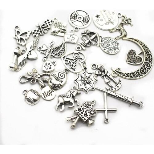 Wholesale Mix40pcs/lot Alloy dangle charms lobster clasp hanging charm DIY bracelet&pendant floating charms jewelry
