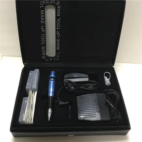 Permanent Makeup Eyebrow Tattoo Pen Machine Needles Tip footpedal KIT