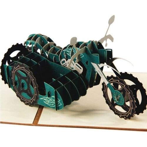 3D Pop Up Greeting Cards Motorcycle Birthday Easter Halloween Fathers Day Postcard Gift for wedding