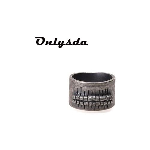 Stainless Steel Simple Ring vintage Hammer retro punk Classic Ring Male finger Love Jewelry for man Gift Wholesale OSR551