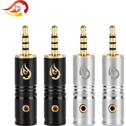 QYFANG 2.5mm 4 Poles Stereo Earphone Audio Jack HiFi Headphone Solder Line Connector 6.0mm Wire Hole Balance Plug Splice Adapter