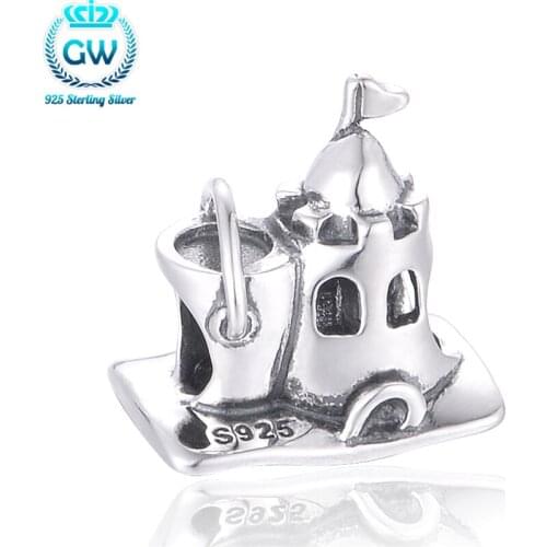 Silver 925 Jewelry Original Antique Sweet House Charm Fits European Brand Bracelet Bangle For Women Brand GW Jewellery T133