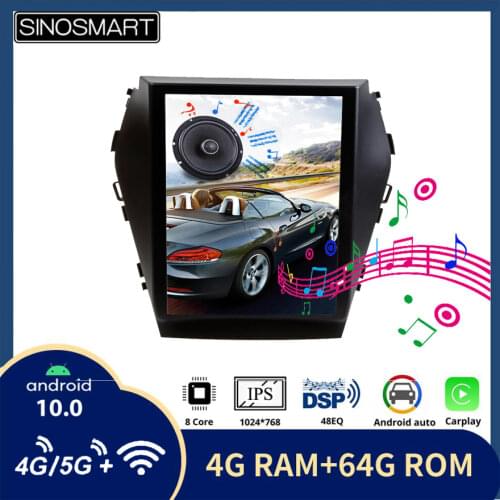 Sinosmart Car GPS Navigation Player for Hyundai IX45 Santa Fe 2012-17 Support Car With Factory OEM NAVI/Amplifier Tesla Style