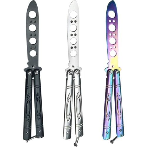 Foltable Practice Butterfly Knife Comb Stainless Steel Training Knives Beard Moustache Brushe Salon Hairdressing Styling Tool