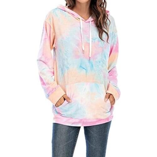 Tie Dye Hoodie Oversized Women Blue Hoodies Winter 2020 Long Sleeve Sweatshirt Women Clothes Casual Tops Streetwear Plus Size